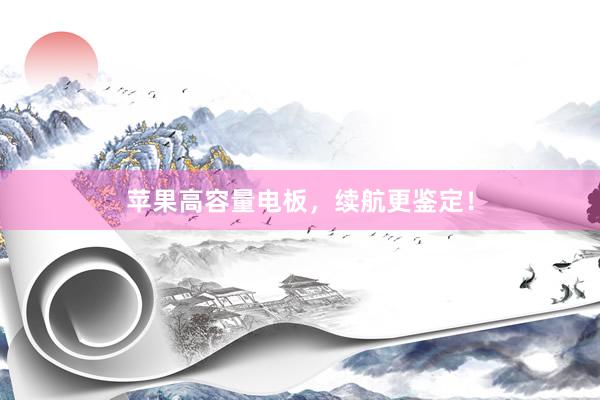 苹果高容量电板，续航更鉴定！
